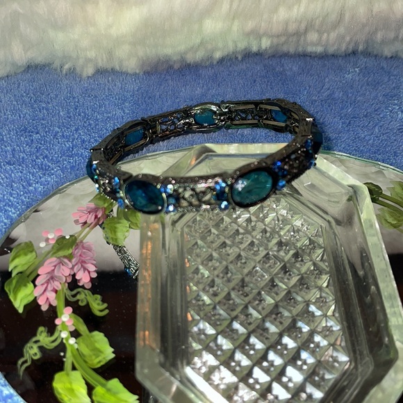 Vintage 1980’s Blue Silver Link Bracelet - Picture 2 of 5